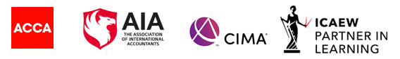 ACCA, Chartered Institute of Management Accountants (CIMA) and Association of International Accountants (AIA) logos