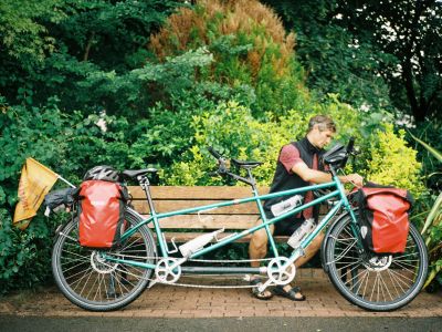 Xani Byrne with tandem bicycle
