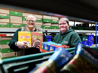 Sue Morgan, Social Responsibility Assistant, Teesside University, with Tracey Godfrey- Harrison