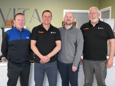 Pictured, from left to right, are Michael Taylor (Retail and Purchasing Coordinator, Teesside University), David Wood (Chief Operating Officer, Myco), Luke Atkinson (Deputy Head of Catering, Teesside University) and John Shepherd (Co-founder and chairman, Myco). Link to Pictured, from left to right, are Michael Taylor (Retail and Purchasing Coordinator, Teesside University), David Wood (Chief Operating Officer, Myco), Luke Atkinson (Deputy Head of Catering, Teesside University) and John Shepherd (Co-founder and chairman, Myco).