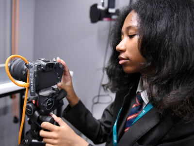 Student taking part in the animation workshop