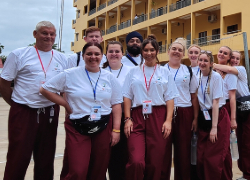 Graham Patrick Jones, Senior Lecturer in the School of Health and Life Sciences; Ajmair Singh, Bethany Edgerley, Emma Jayne Hunt, Ellie Moon, Tallulah Emily Andrew, Sydney Tegan Scoulas-Bonner, Lyndsey Harris, Milly May Grange, Owen Joseph Powson (second year Nursing and Health students