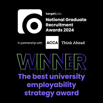 The best university employability strategy award at National graduate Recritment Awards 2024 logo