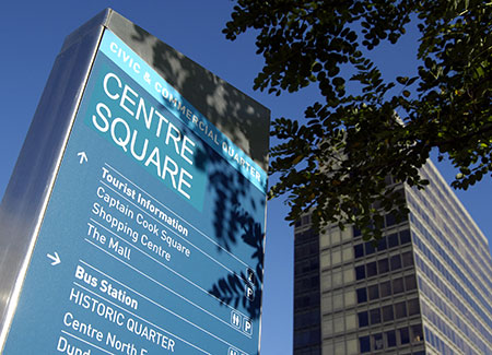 Centre Square sign at Middlesbrough Town Centre