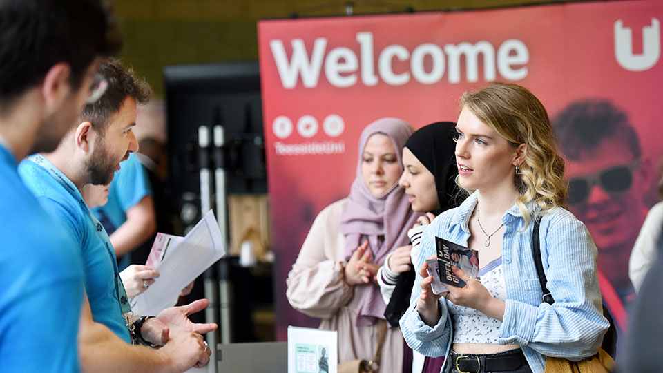 Students and ambassadors at an open day