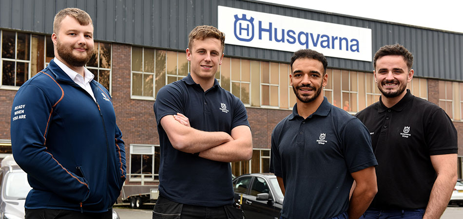 Apprentices at Husqvarna, Newton Aycliffe, L-R Connor Noble, Ryan Weldon, Lloyd Evans & Nathan Olley
