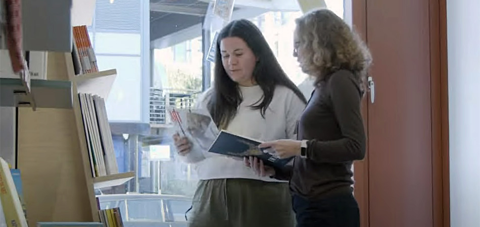 Robyn Haddon, producer at Site Gallery with other member of staff