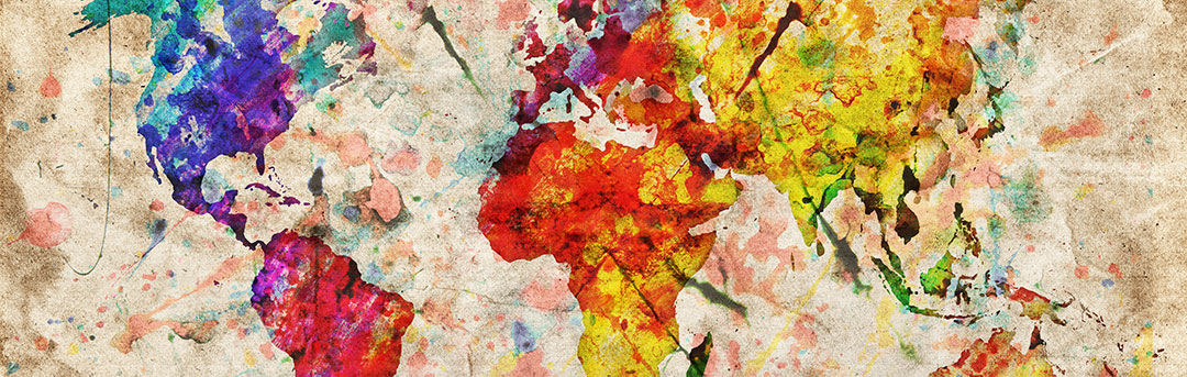 Illustrated world map representing Teesside University's global partnerships