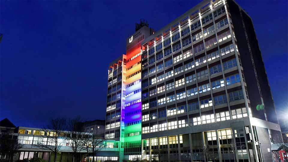 Middlesbrough Tower Disability month colours