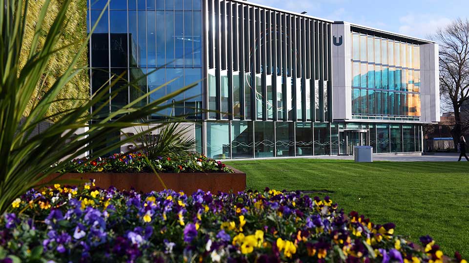Exterior of the Student Life building at Teesside University.