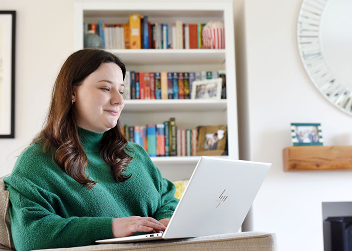 Student engaged in online learning at Teesside University London